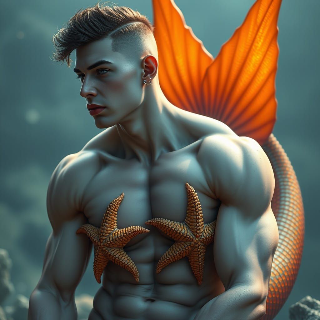 Merman in Vibrant Fantasy Scene