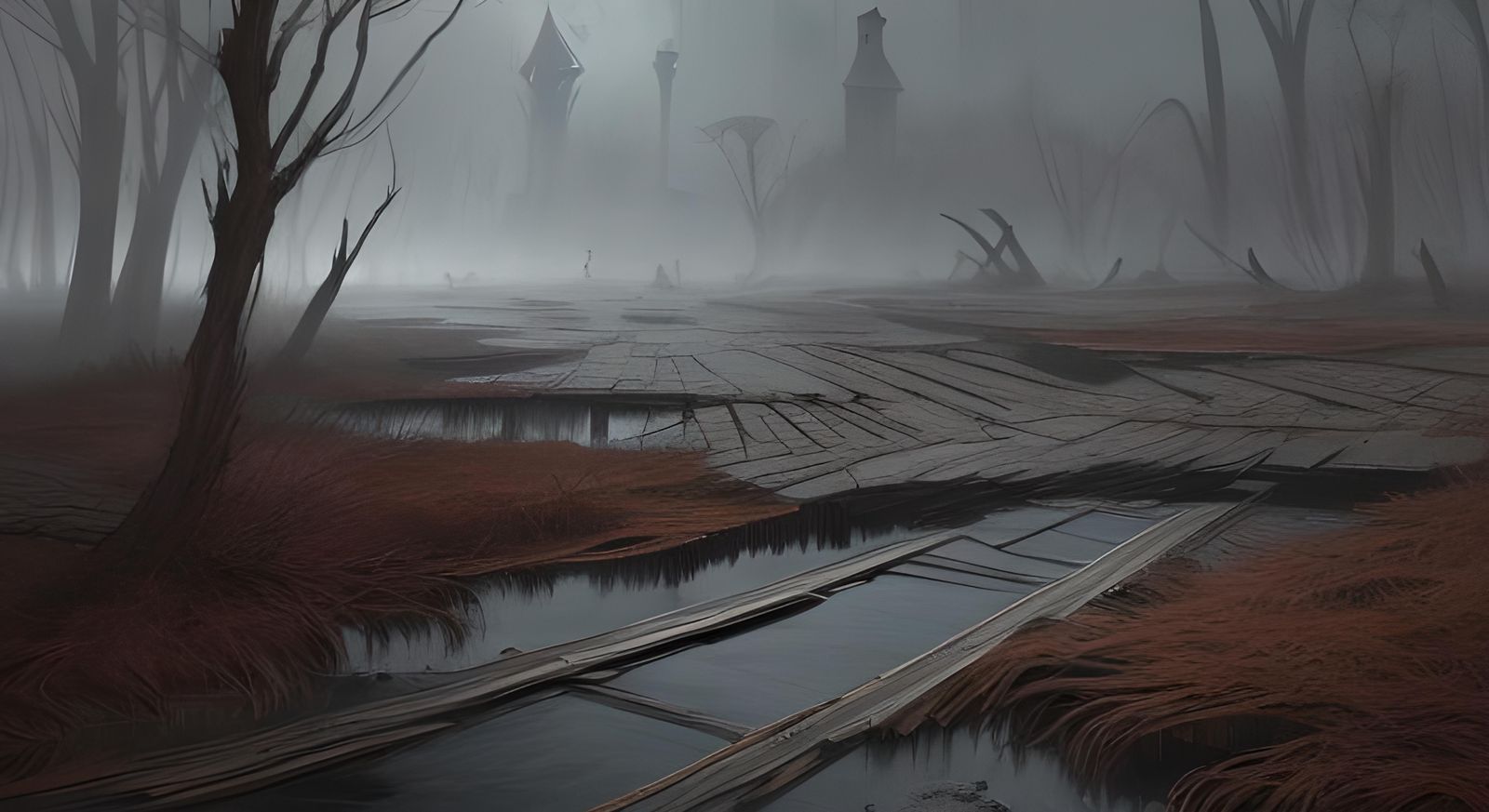 Sinister Gigeresque Creek Bed Constructed of Planks