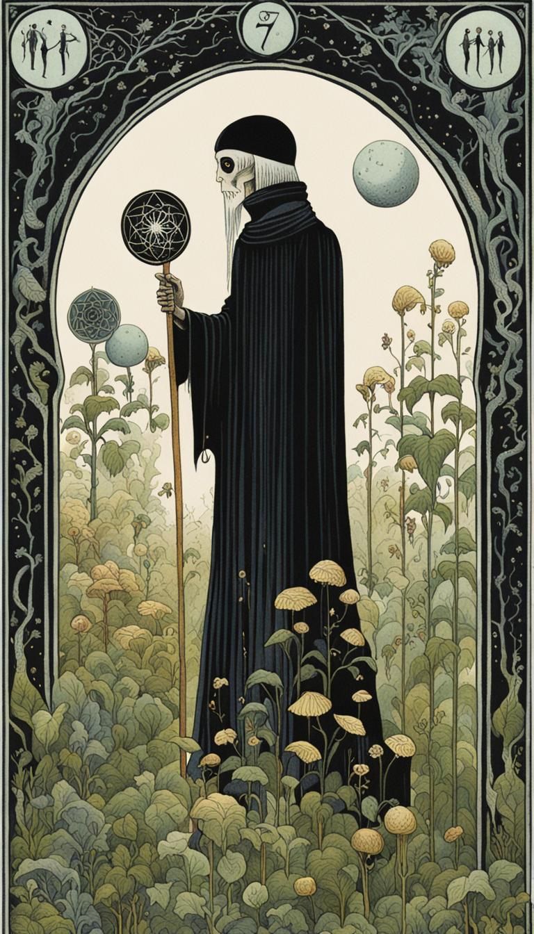Seven of Pentacles: Folk Horror Tarot Card
