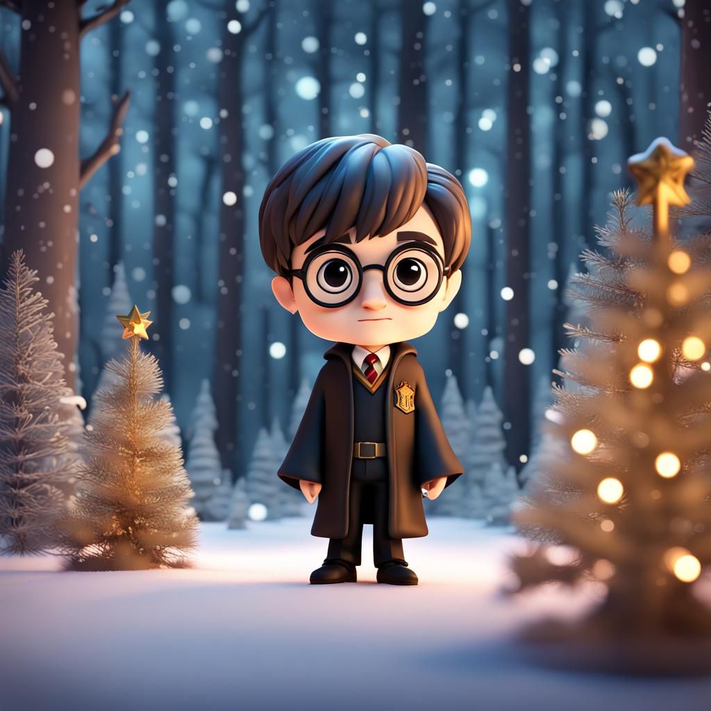 Harry Potter Chibi Christmas in 3D Digital Art