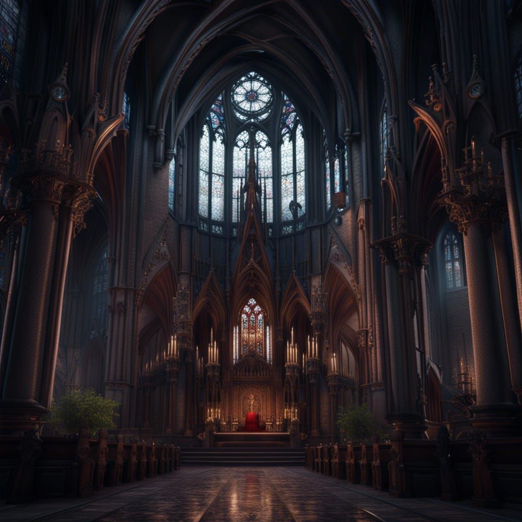 Detailed Gothic Church Interior in Paris