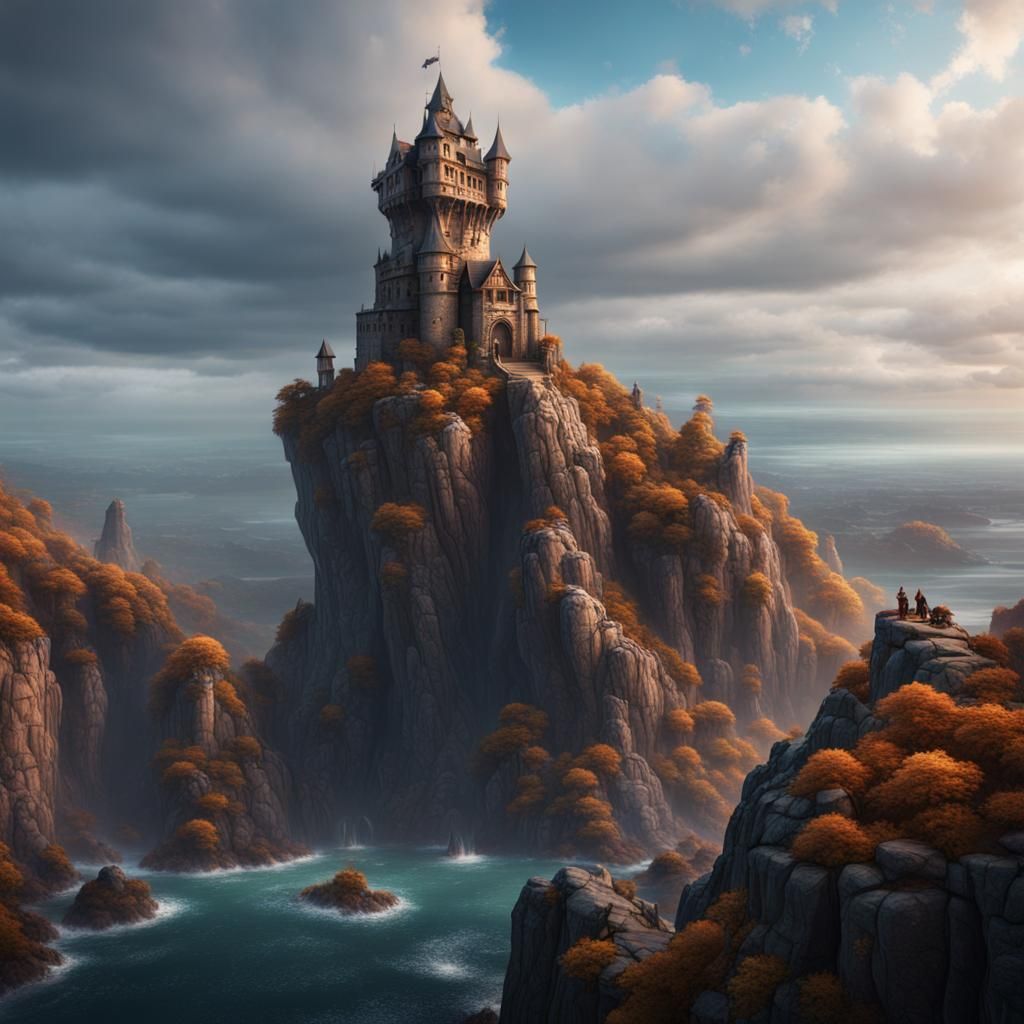 wizard tower on a cliff