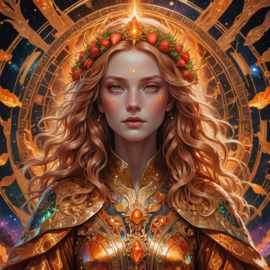 Regal Leo Woman in Astral Illustration