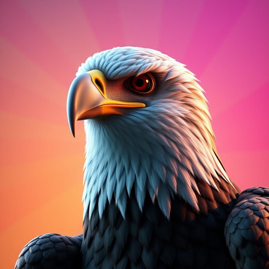 Spectacular Eagle Portrait in Vibrant Digital Art