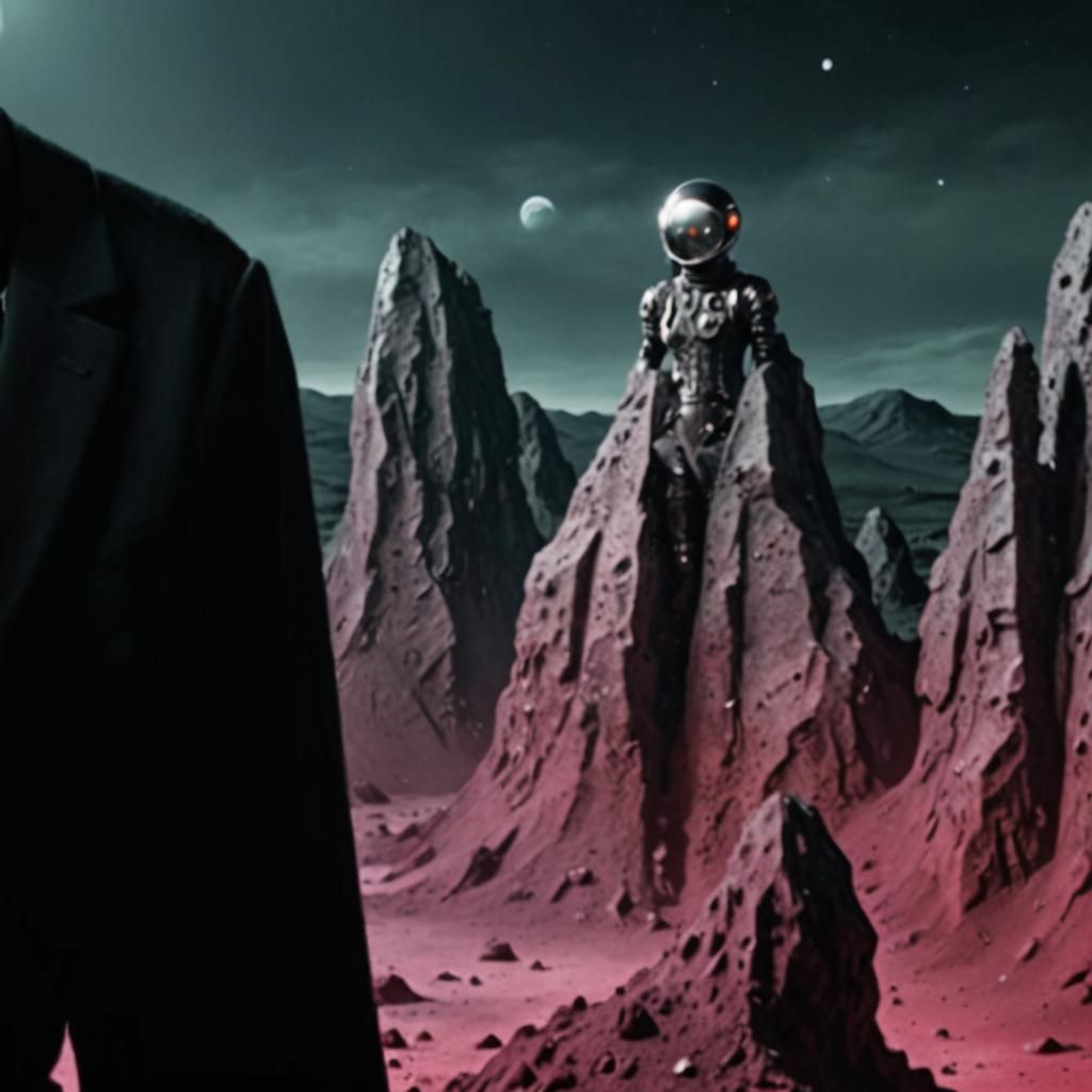 Goth Fashion Model on the Moon