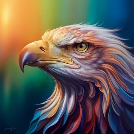 Hyperrealistic Glass Eagle Statue in Splash Art Style