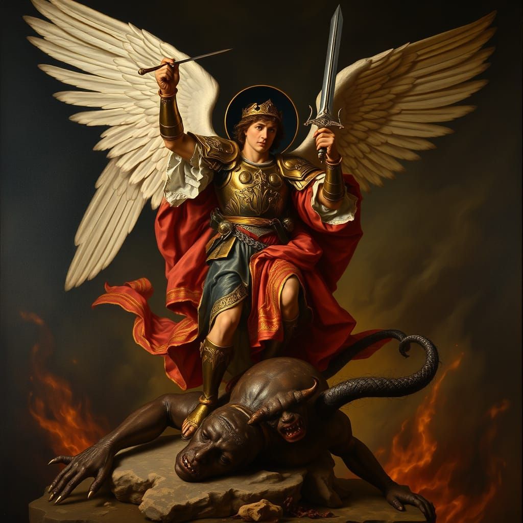 Triumphant Saint Michael in Baroque Style