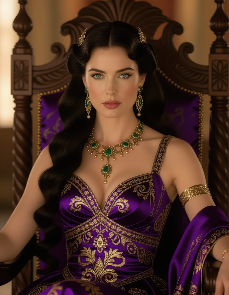 Goddess Hera on Her Throne in Cinematic Style