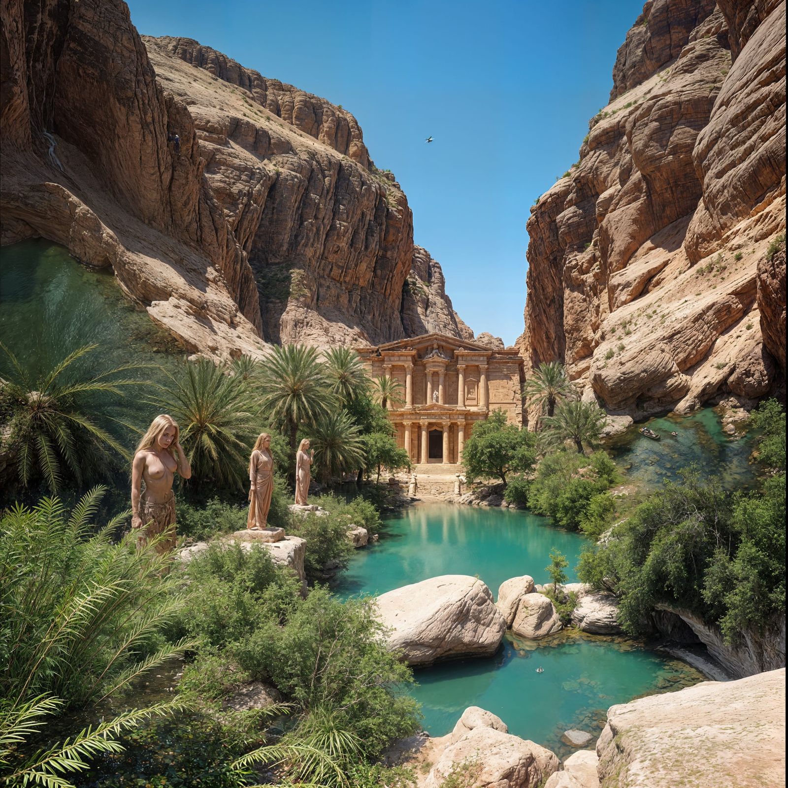 Ancient Sumerian Goddess Oasis with Sandstone Ruins