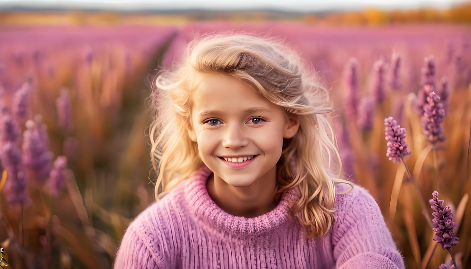 Smiling Girl in Autumn Field: A Charming Portrait