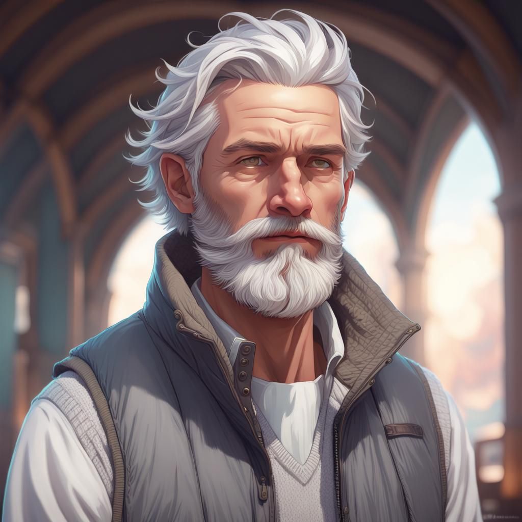 Kind, Intelligent Man Portrait in Hyperrealistic Style