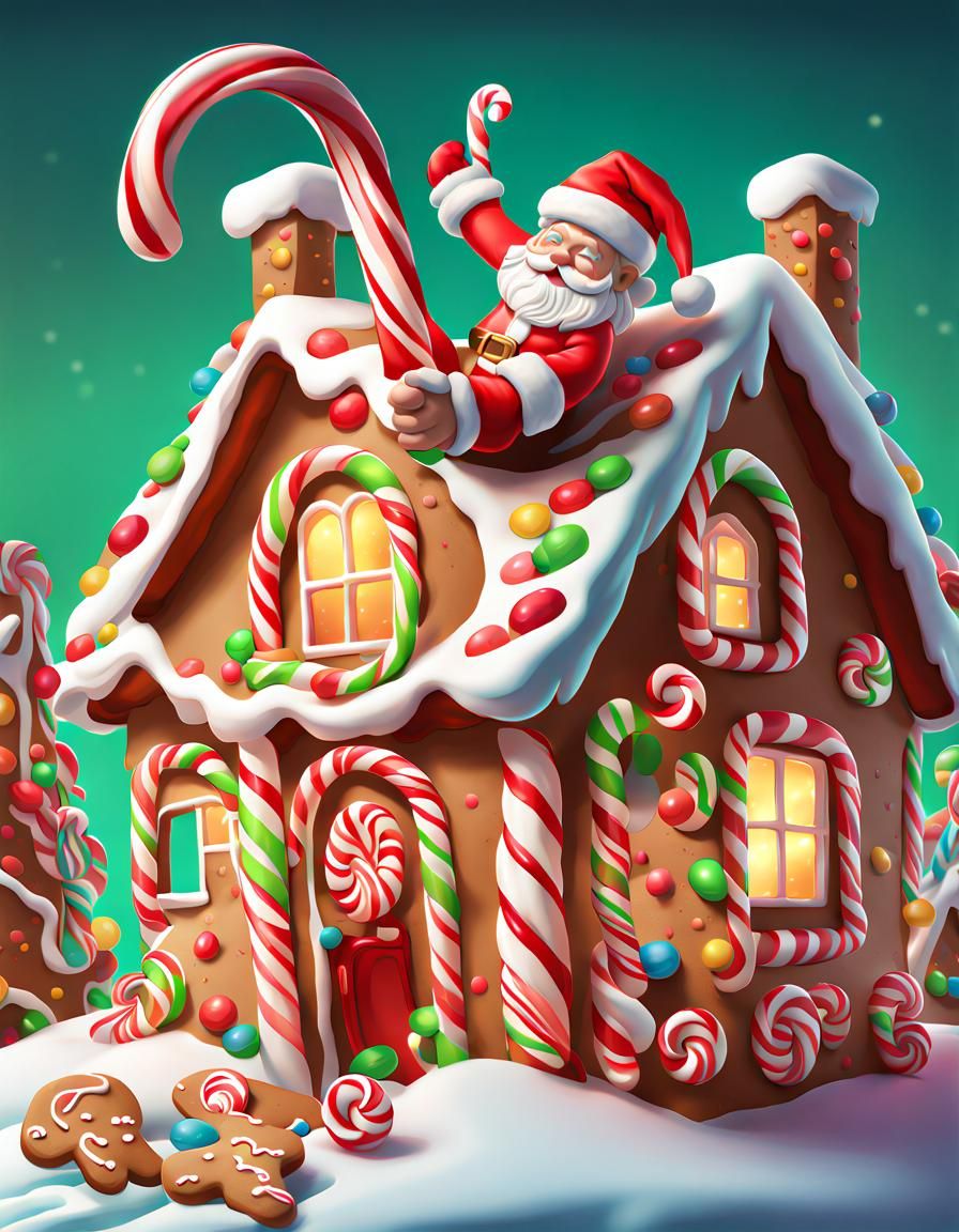 Santa's Candy Cane Mishap: A Whimsical Candy Art