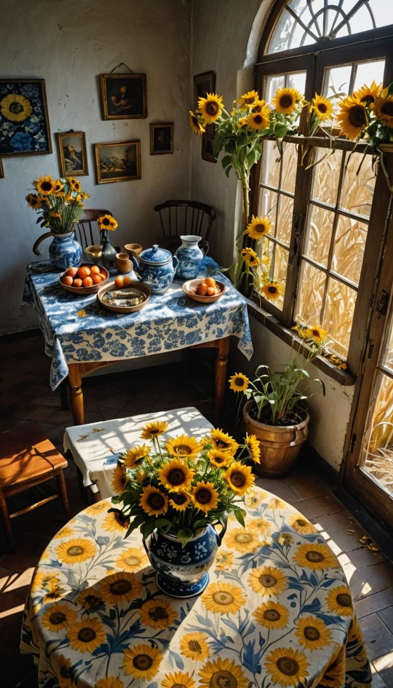 Sunflowers and Dried Plants Still Life, Hyperrealist Paintin...