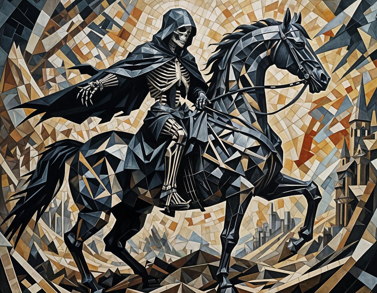 Death Rides: An Abstract Cubist Masterpiece