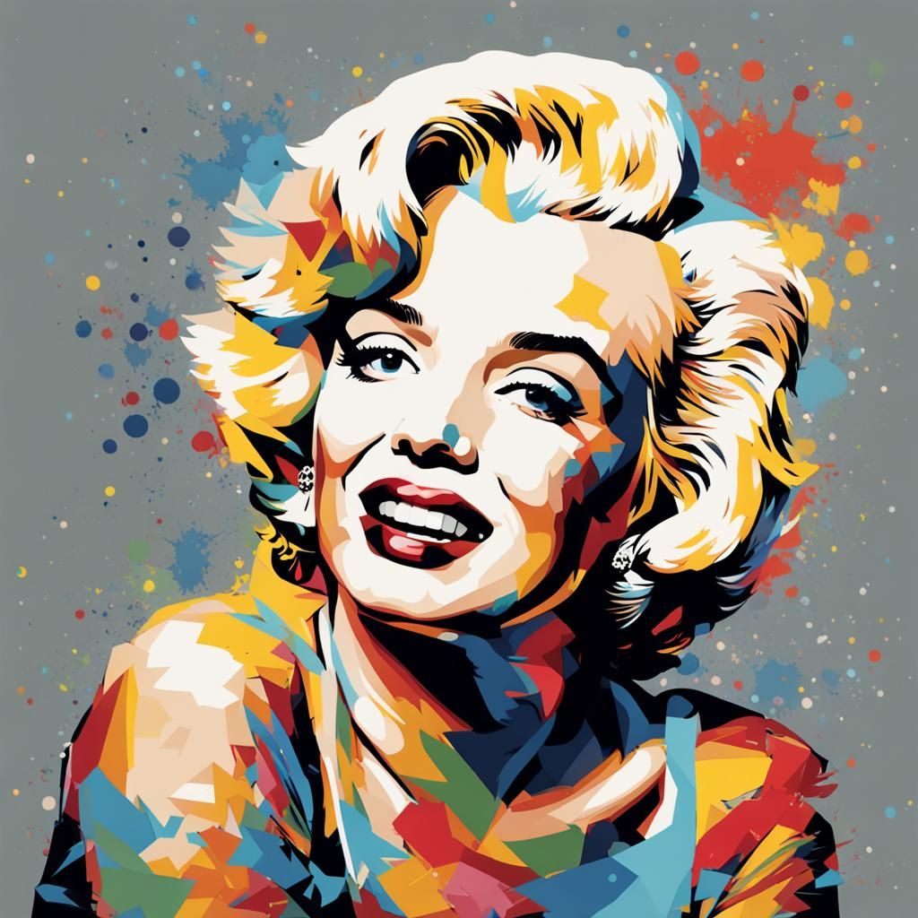 In the style of Denozer’, a portrait of (Marilyn Monroe).