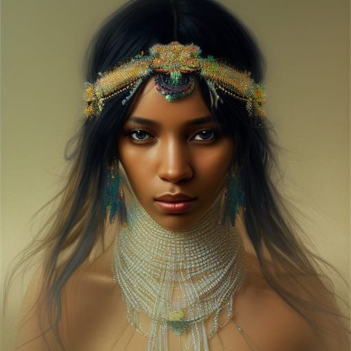 Nigerian Princess Portrait in Art Nouveau Style