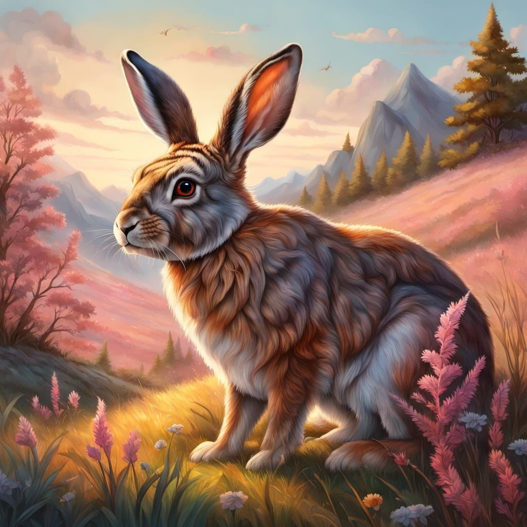 Whimsical Jackalope Portrait in Vibrant Oil Painting