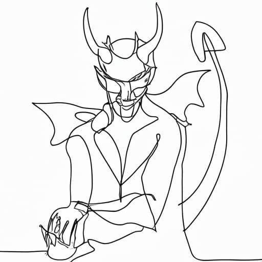 Continuous line art of Lucifer Prince of Darkness, single line art