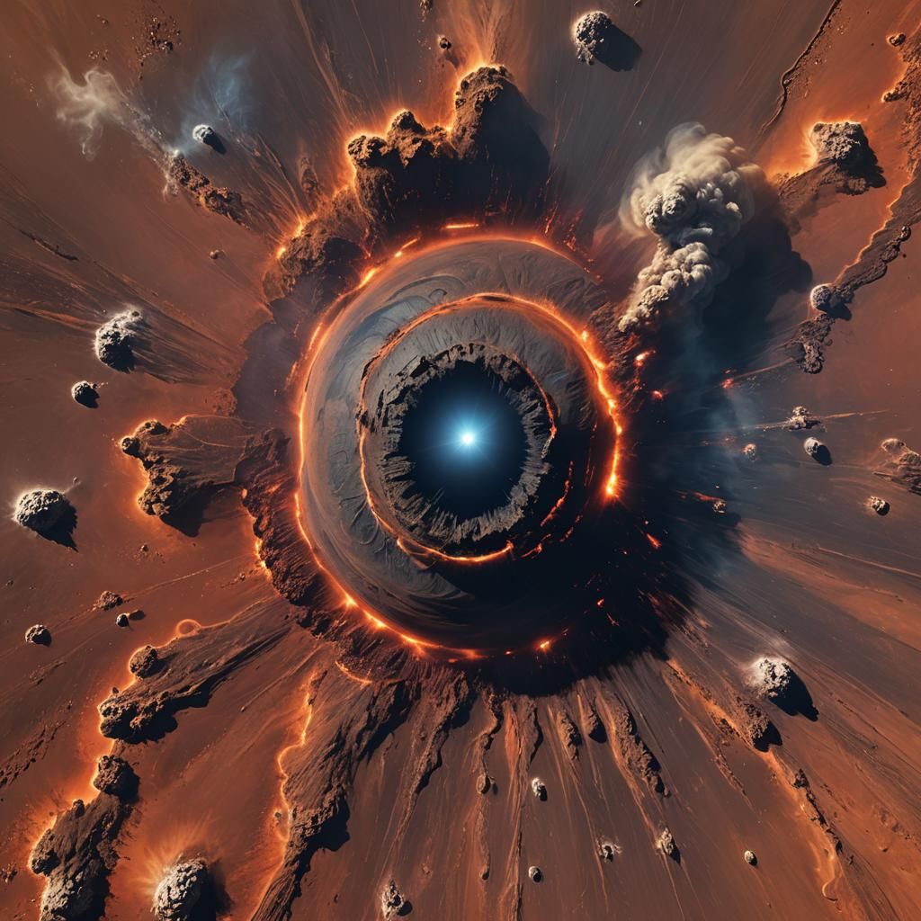Olympus Mons Eruption on Mars in Baroque Style