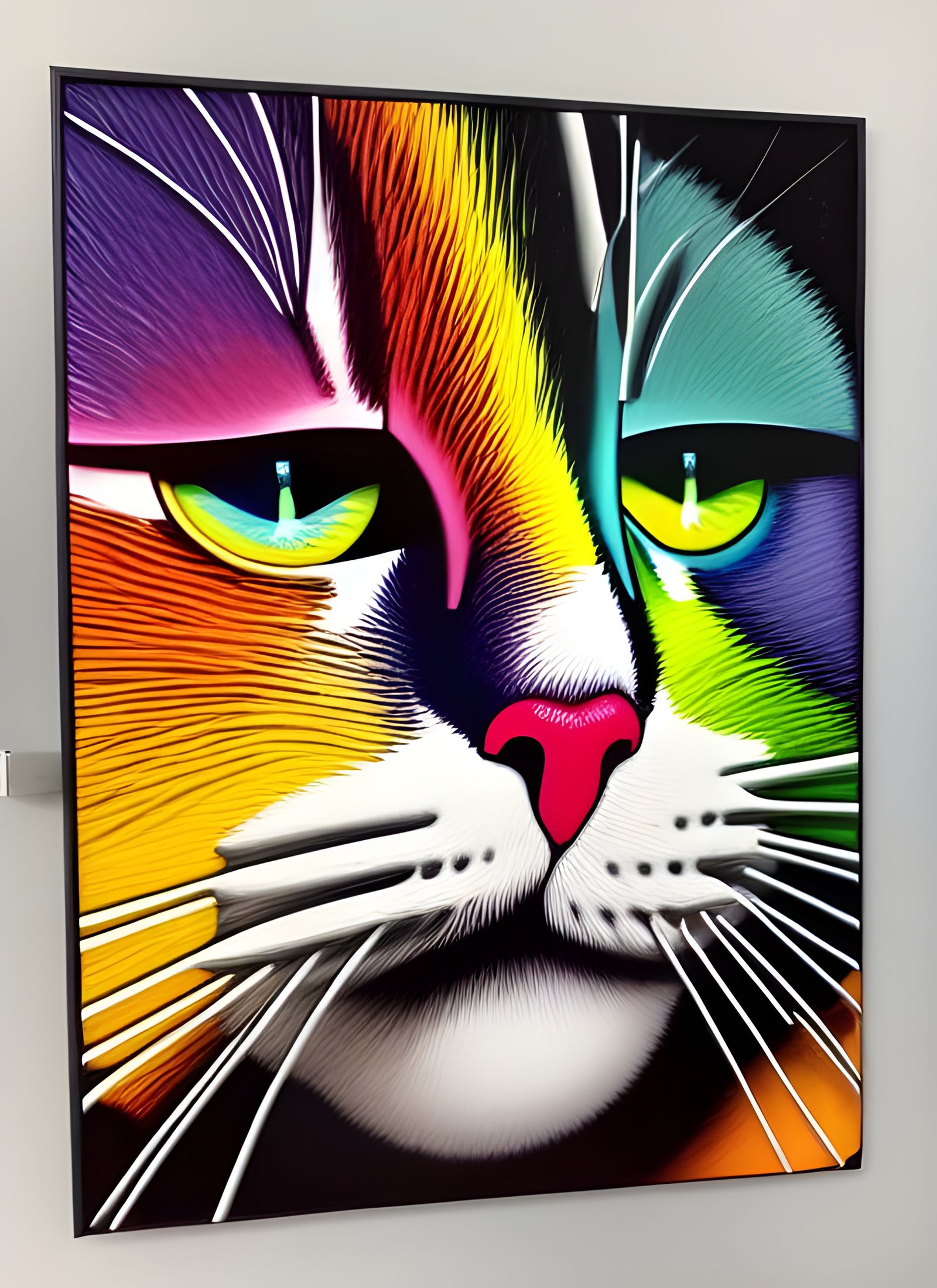 Colorful 3D Enamel Cat in Maximalist Style