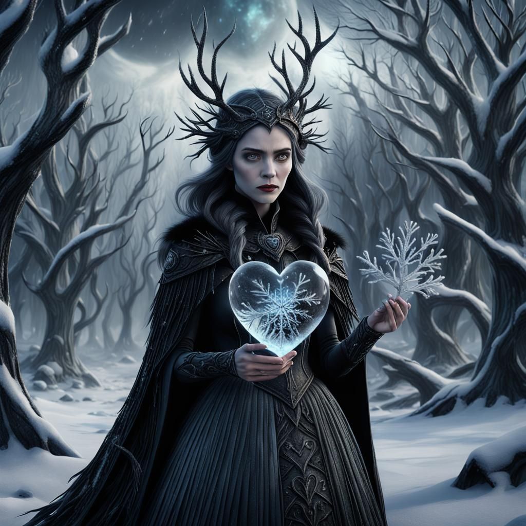 Winter Witch with Frozen Heart: Digital Matte Painting