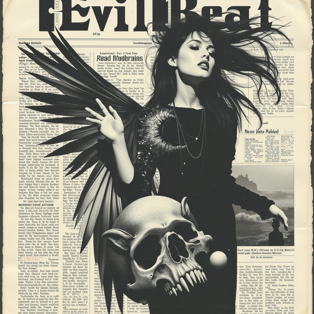 Angel Goddess Battles Demon on Newspaper Front Page