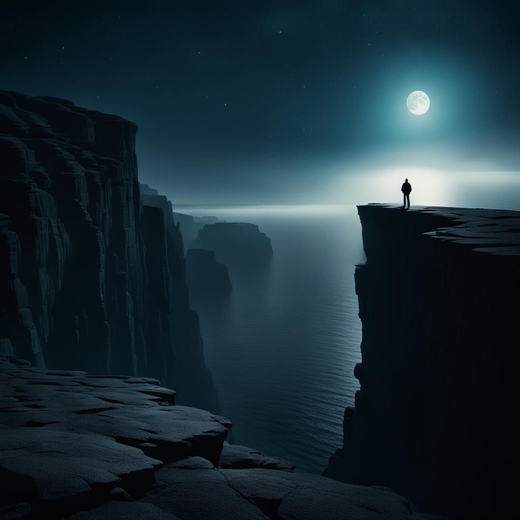 Lone Figure Embracing the Cosmic Night