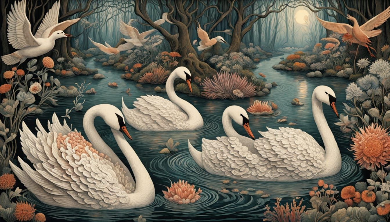 Women in Whimsical, Art Nouveau-Inspired Gowns Soar on Majes...