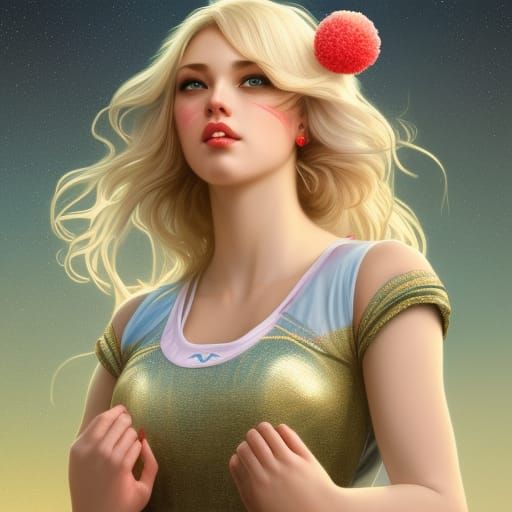 Attractive Cheerleader Portrait in Hyperdetailed Digital Art