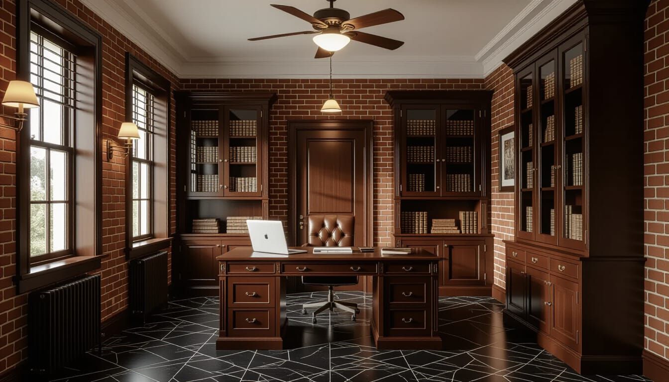 Victorian Working Room with Antique Charm and Modern Tech