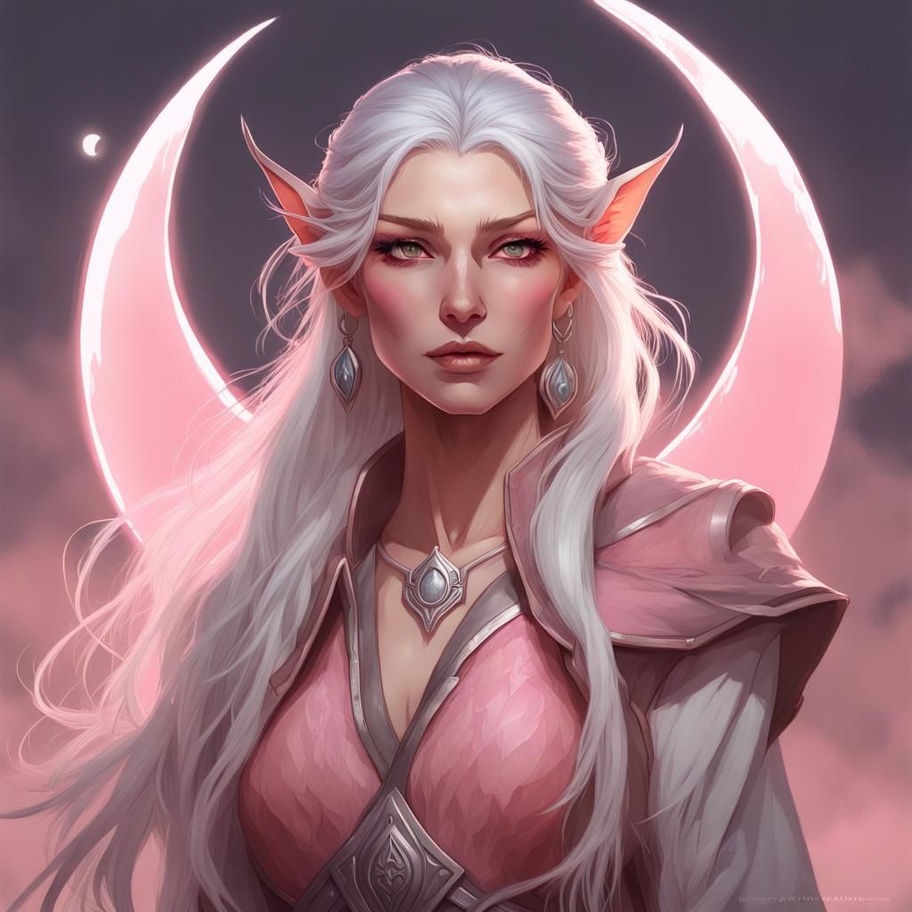 Moon Elf Druid Portrait in Hyperdetailed Digital Art