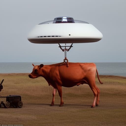 1950s UFO Landing with Cow