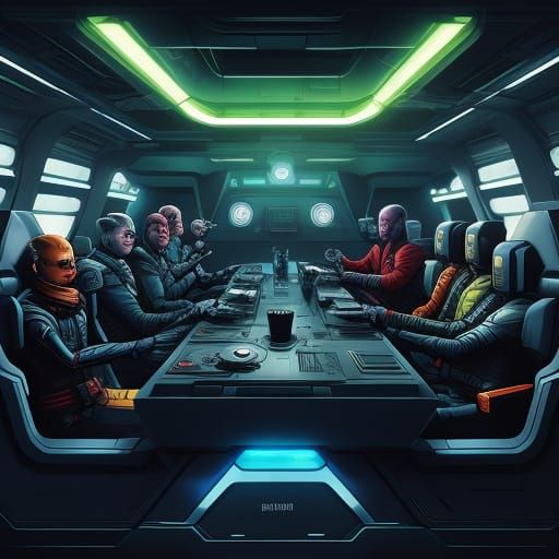 Aliens Enjoy Drinks in Star Trek's 10-Forward in Comic Style