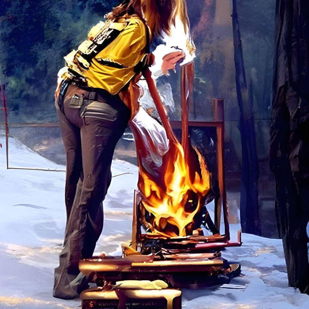 Burning Pants in Oil Painting Style