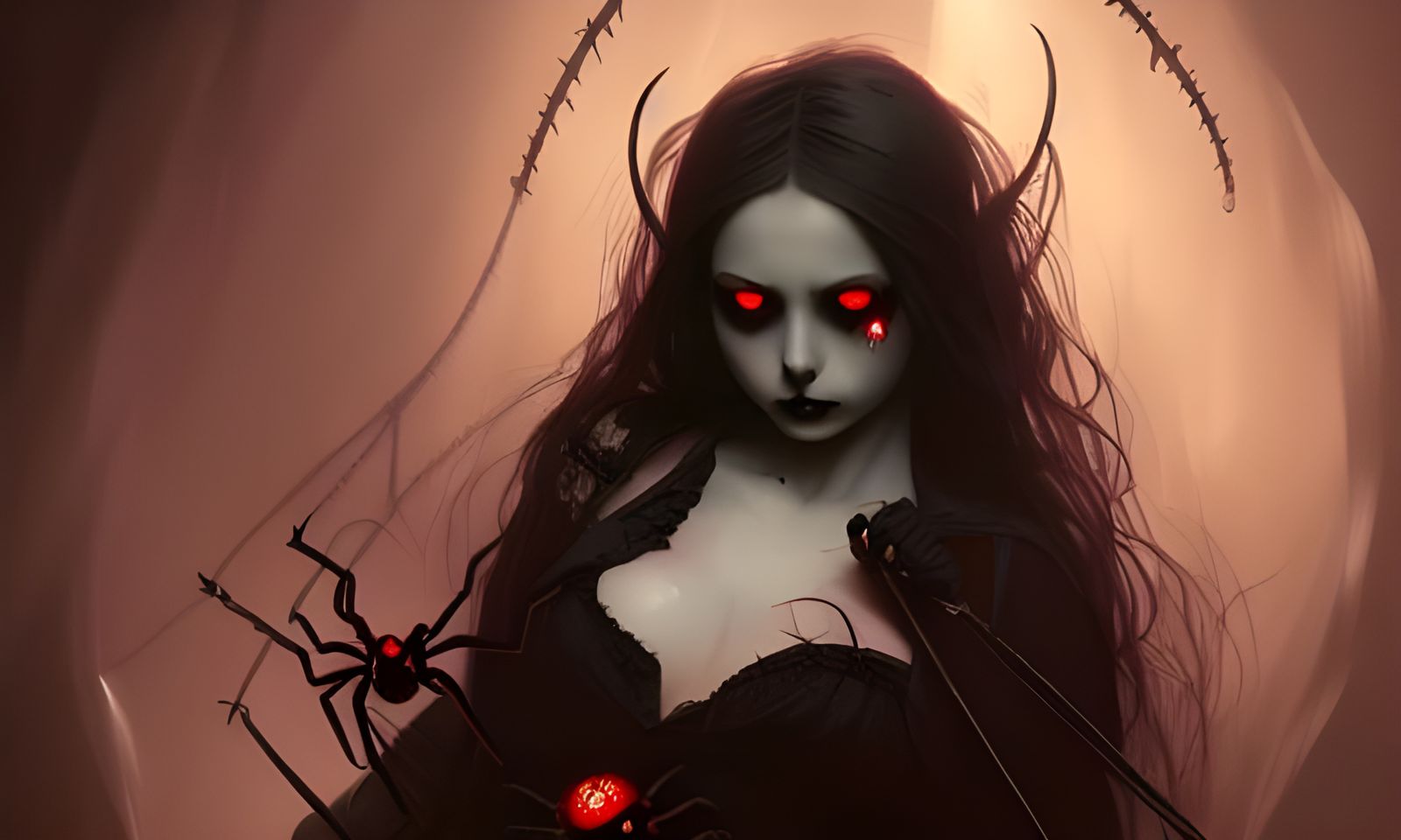 Gothic Doll with Spider Eyes, Bleeding Portrait