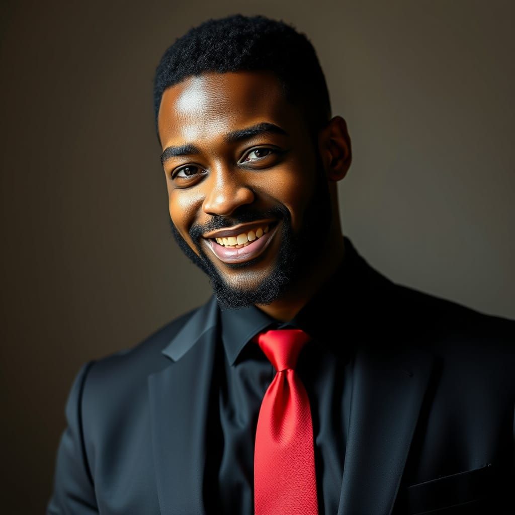 Photorealistic Portrait of Man in Black Suit