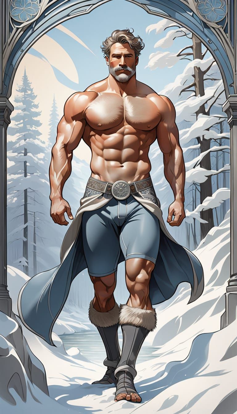 Art Nouveau Hunk in Winter Light