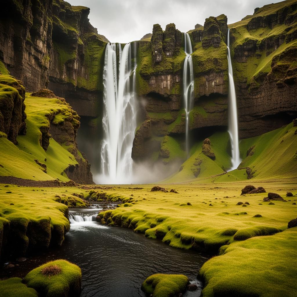Majestic Iceland Waterfall Landscape Photography