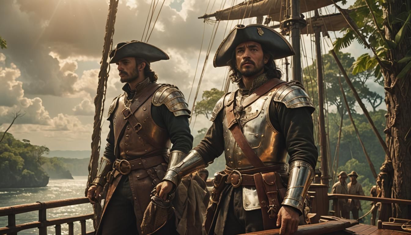 Conquistador on Galleon Deck with Metallic Accents