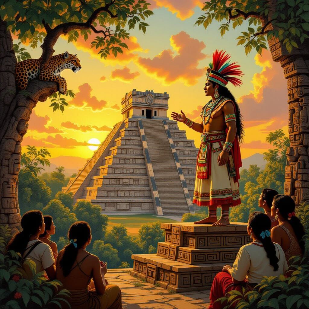 Maya Ruler Recounts Tales in Rivera-esque Mural