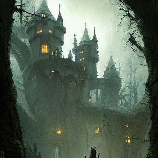 Sinister Castle Deep in the Forest