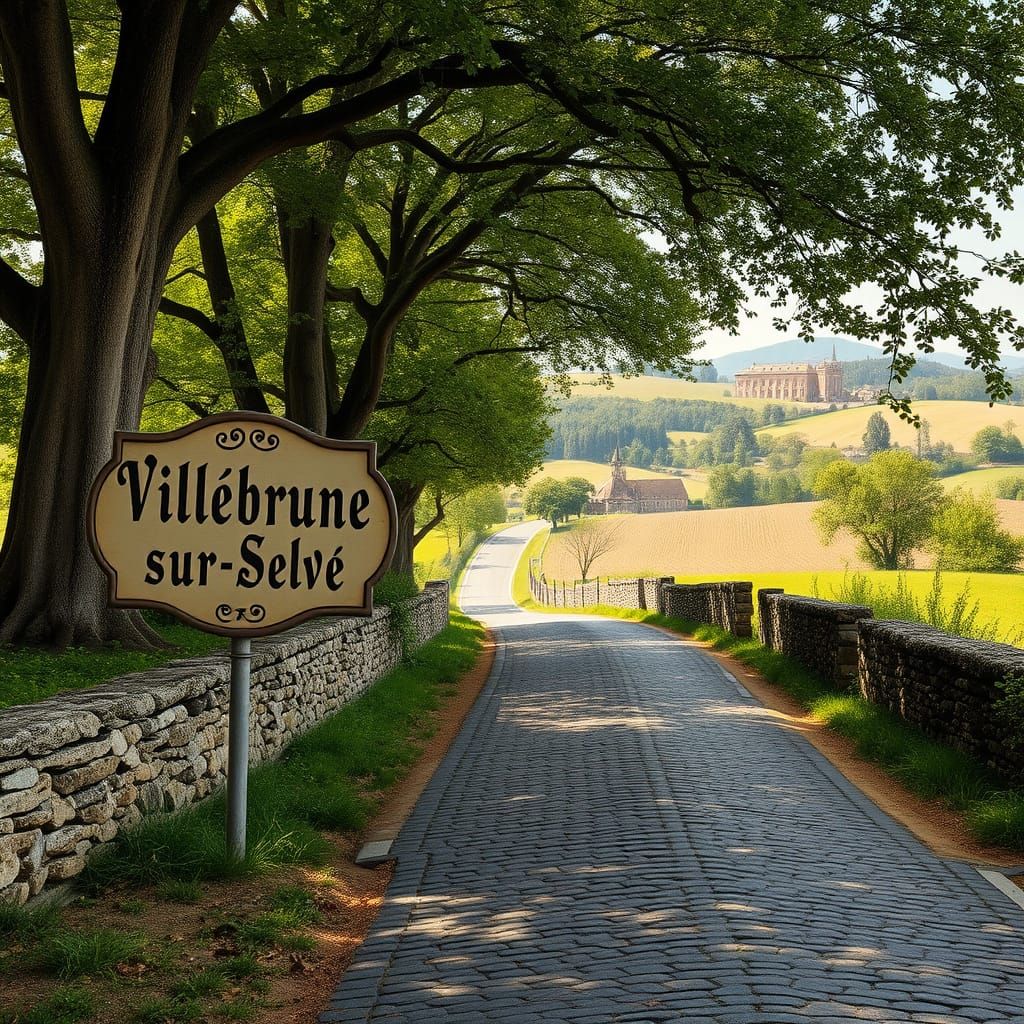 French Countryside Road in Impressionist Style