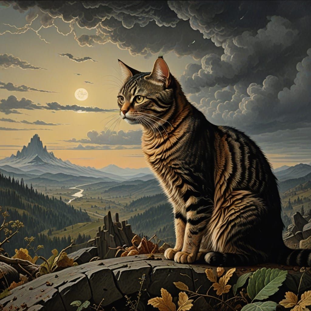 Hyperrealistic Cat Masterpiece with Food Scrap Details