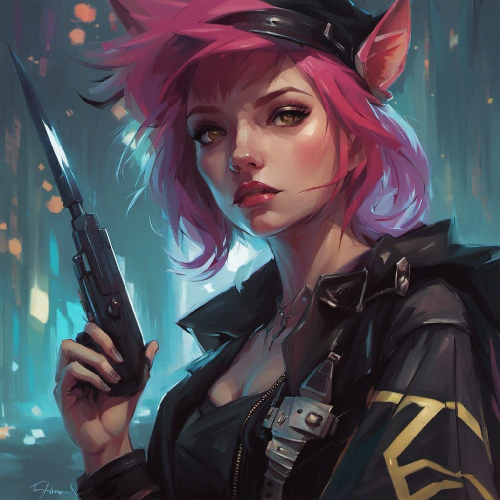 Punk Girl Wizard in Digital Painting Style