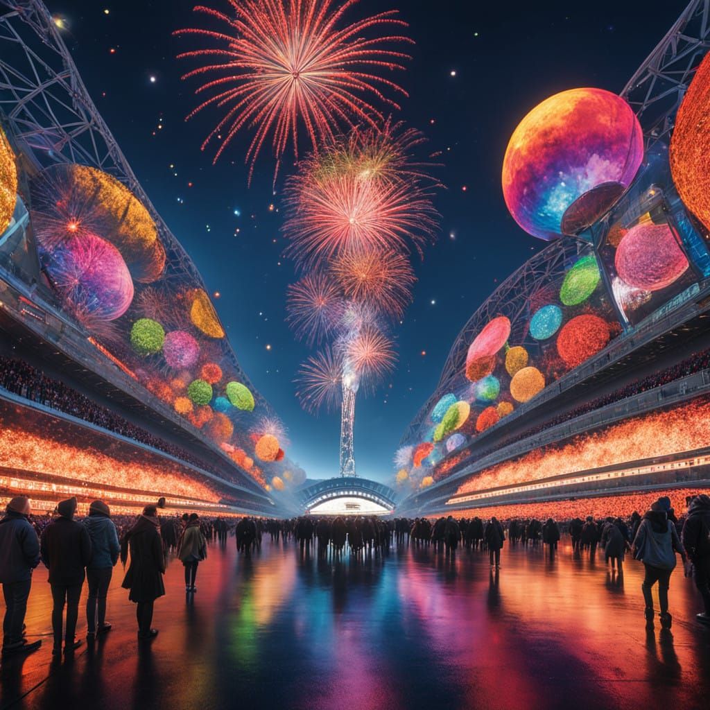 Vibrant New Year's Eve Celebration at Wembley Stadium