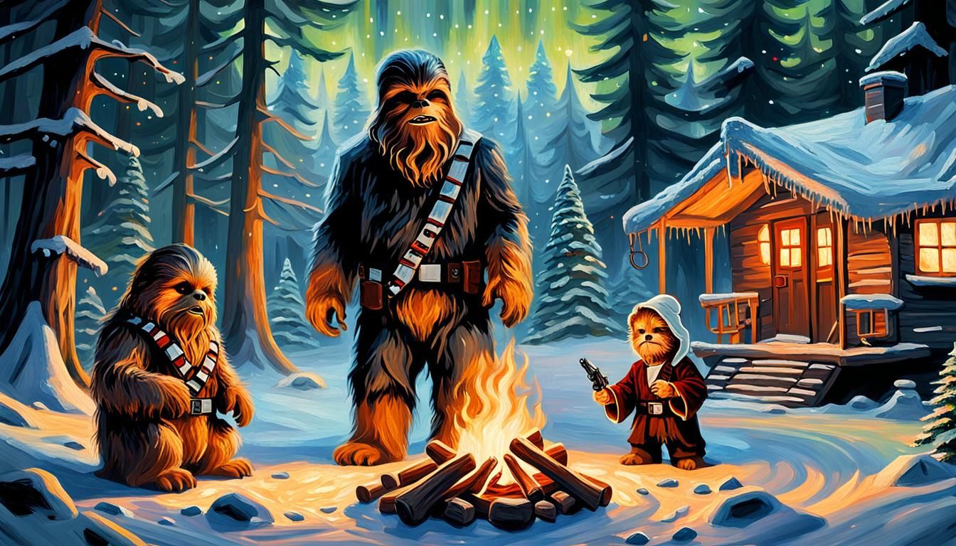 Star Wars Christmas in Neo-Impressionism Style
