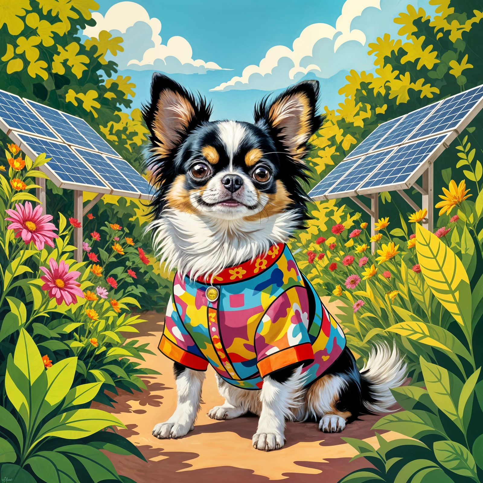 Toy Chihuahua Pop Art in Solarpunk Style