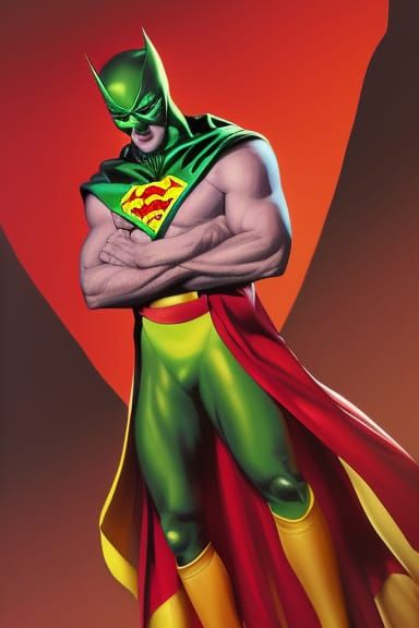 Green Costume Supervillain in Comic Book Style