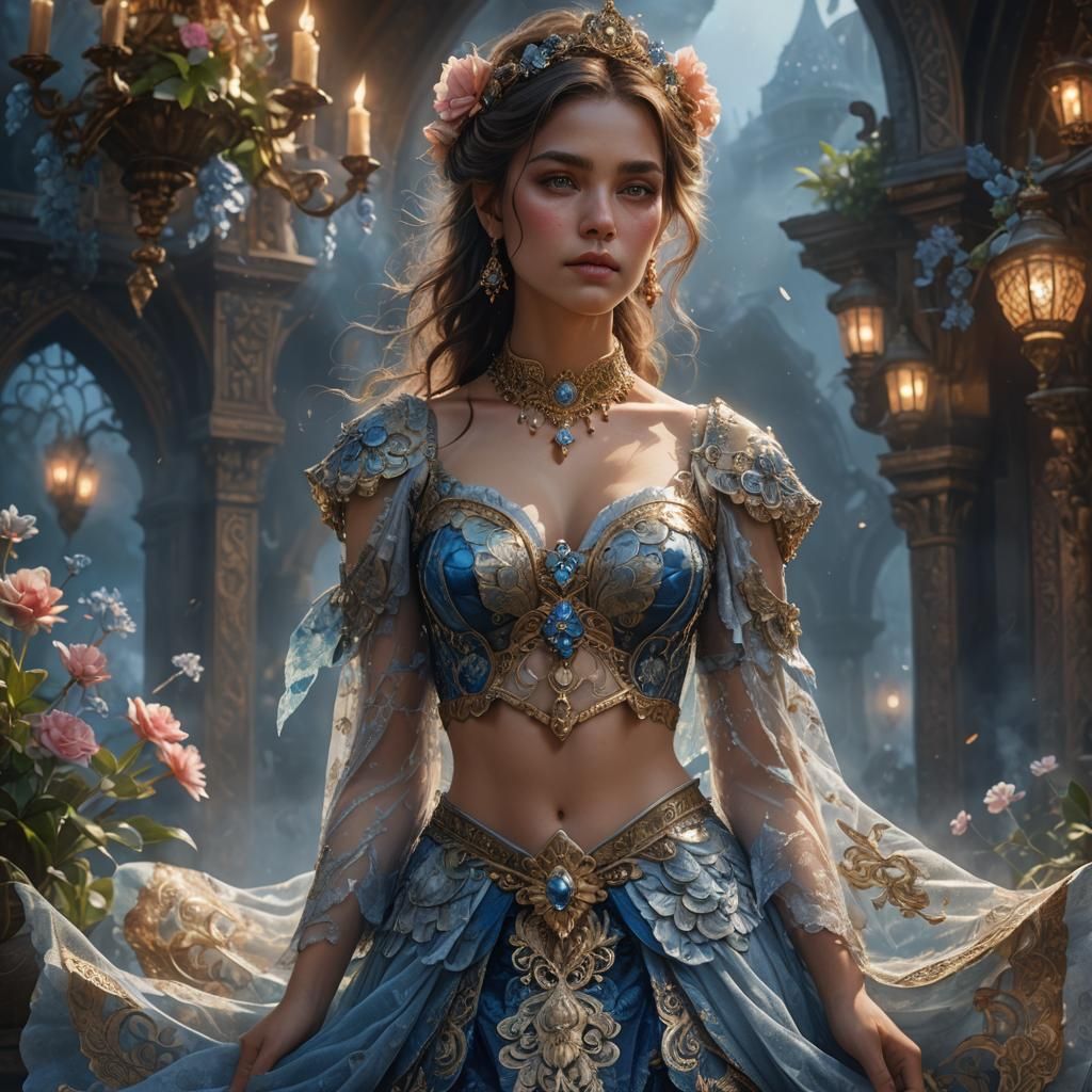 Fantasy Portrait: Woman in Floral Setting