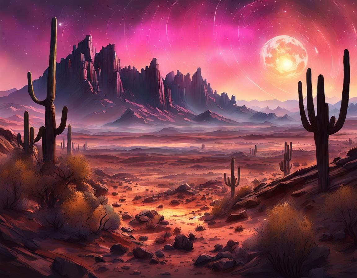 Desert Canyon Night Sky: A Digital Matte Painting